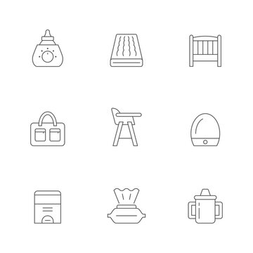 Set line icons of baby products