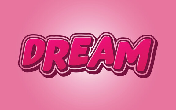 "DREAM", 3D text effect vector design