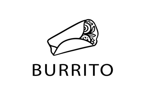 Burrito logo with rolled wrap doodle illustration