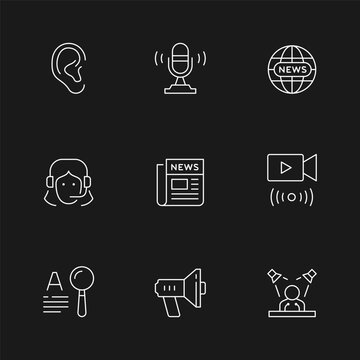 Set line icons of journalism