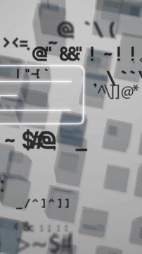 Animation of data processing over digital chat icon