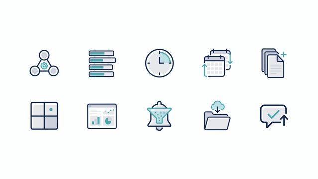 Task management vector icon set &ndash; Ideal for team collaboration tools, workflow efficiency slides, or office productivity marketing.