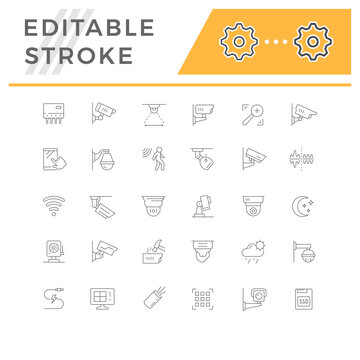 Set line icons of CCTV