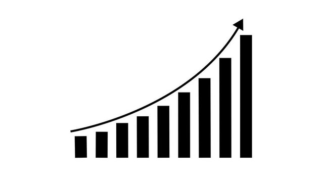 up Business growth concept in graph chart showing marketing sales profit increasing to future target icon animation growing business up concept.on white background.