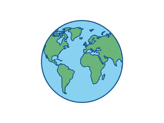 Fototapeta premium Minimalist Planet Earth Globe Illustration on White Background