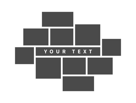 Blank photo frame collage template with minimalist square and rectangular grid for 10 photos with copy space for text.
