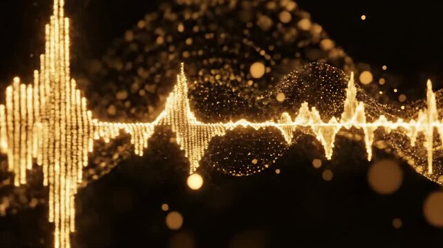 Abstract digital audio waveform visualization on black background