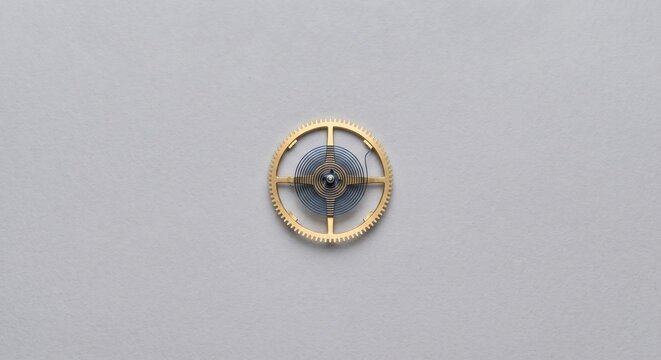 Brass watch balance wheel with spiral spring horology stock