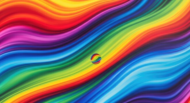 A vibrant silk fabric background featuring fluid abstract waves of bright rainbow colors creates a joyful and uplifting atmosphere, waves, silk, festive