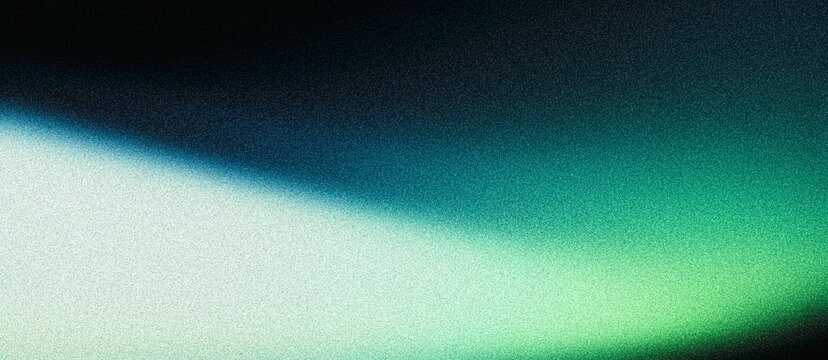 Blue green glowing neon shape on dark grainy background, dark to light gradient backdrop for landing page, website header, banner, poster, cover, digital project design