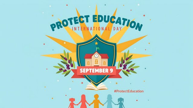 Protect education national day colorful banner