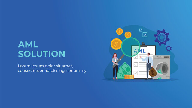 Professional Anti-Money Laundering (AML) compliance concept featuring financial security, risk assessment, transaction monitoring, identity verification, KYC, fraud detection, regulatory compliance