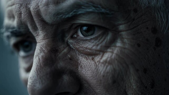 Firefly illuminating the wise and weathered face of an elderly man capturing the depth of life's experiences