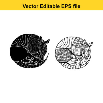 Black and white armadillo animal vector icons