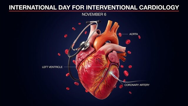 Interventional cardiology heart procedure illustration