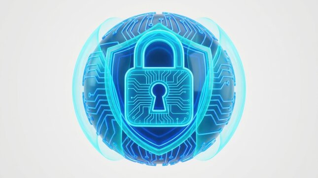 Global Security, cyber protection, isolated on white background 