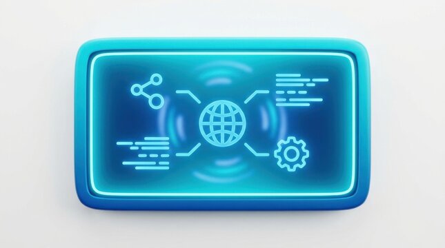 Digital Screen Wall, interactive interface, isolated on white background