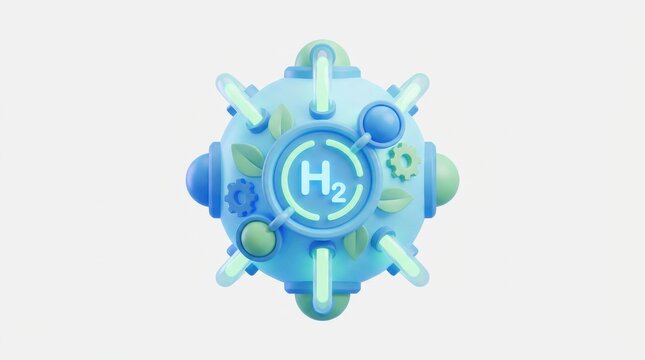 Hydrogen Power, renewable energy, isolated on white background