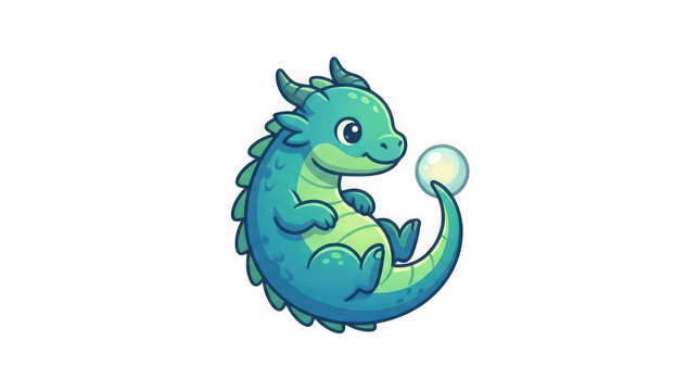 Cute cartoon dragon blowing bubble with transparent background available transparent background