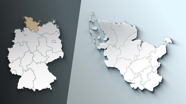 Animated Map of Schleswig Holstein Region Highlighted Within German with State Borders