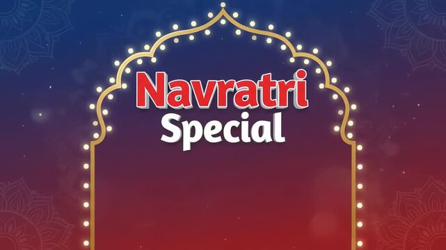 Navratri Special Sale Celebration with Glowing Decorative Frame, Colorful Confetti and Festive Sparkle Effects