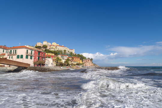 Imperia old town over the Ligurian sea, Italian Riviera