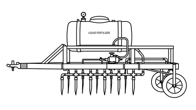 Agricultural sprayer machine on white background.