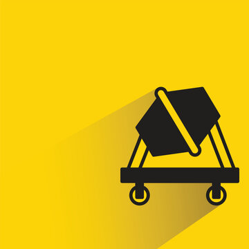 concrete mixer icon with shadow on yellow background