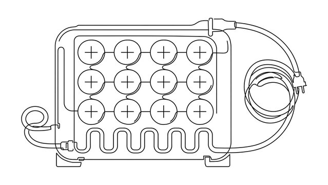 Battery pack schematic diagram white background.