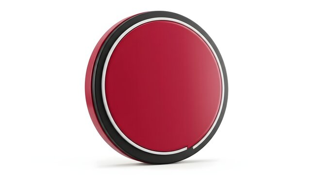 Vibrant red and black push button with glossy finish, symbolizing stop or emergency control functions in machinery and interfaces