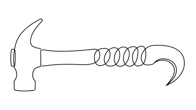 Cartoon hammer with spring white background.