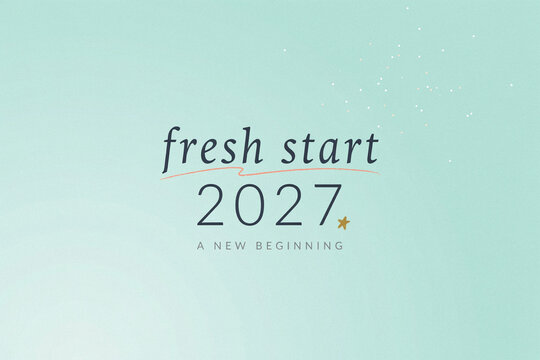 Fresh start 2027 minimal design with dark lettering on mint green background