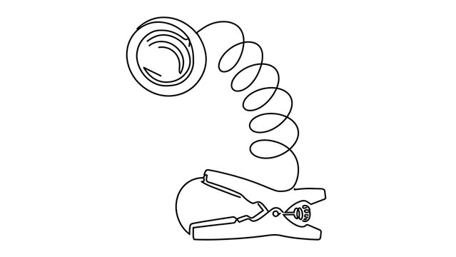 Clipboard with coiled cord on white background.