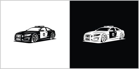 Modern Police Patrol Car Vector Logo Design with Siren and Emblem © nizar