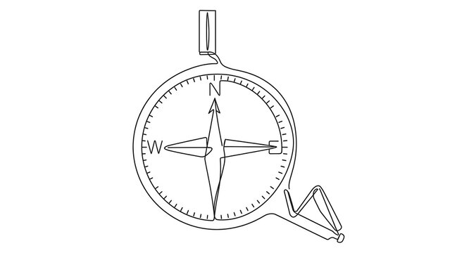 Compass with handle on white background.