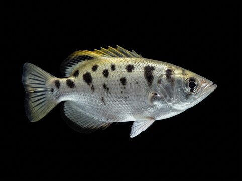 Spotted Archerfish (Toxotes chatareus) Isolated on Black Background
