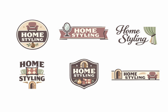 Home styling logo design set illustrating interior decoration concepts for businesses and services