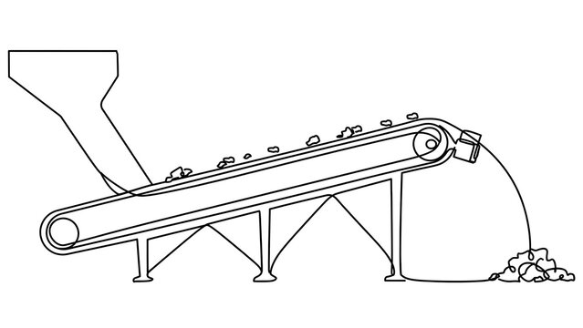 Conveyor belt system diagram white background.