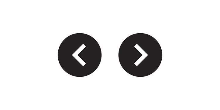 Minimalist circular black arrow buttons with left and right navigation icons for interface design.