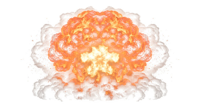 Impact Concept Explosion with Fire Smoke and Sparks on a transparent background