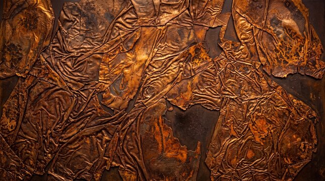 Distressed Copper and Bronze Foil Abstract Texture Background