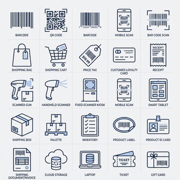 Ecommerce and retail technology icons set