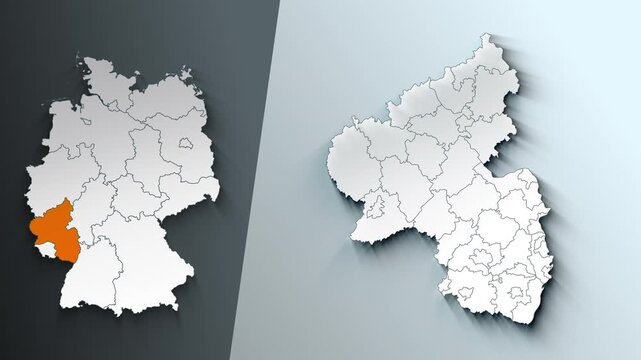 Animated Map of Rhineland Palatinate Region Highlighted Within German with State Borders