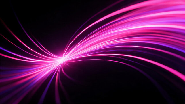 Abstract Glowing Pink Light Trails and Energy Motion