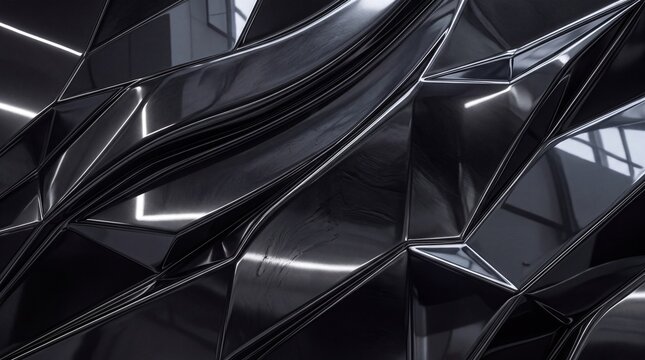 Abstract Black Glossy Geometric Surface Background