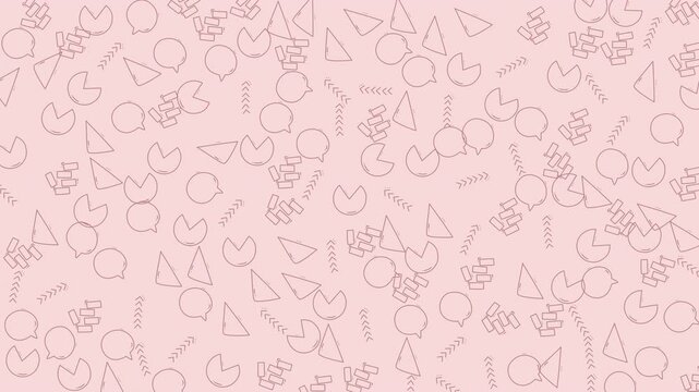 A charming and whimsical animation featuring a repeating pattern of delicate outline shapes on a soft pink background. Perfect for digital design, presentations, or social media content.