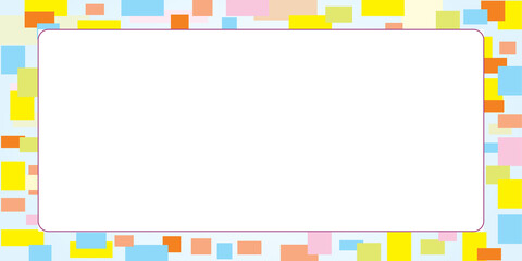 Fototapeta premium Colorful mosaic frame background with rounded white center copy space suitable for children school event announcement card.