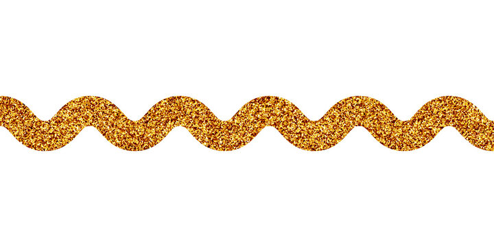 Thin horizontal pixelated line with a vibrant orange and yellow glittery textured surface finish isolated on a transparent background