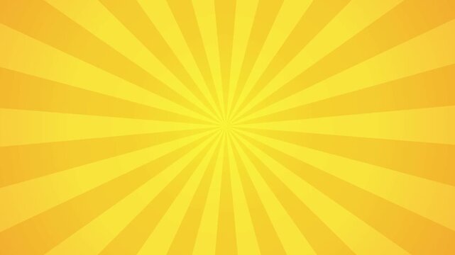 Animation yellow sunburst rotate unique abstract, Animated yellow sunburst background featuring subtle radiant light rays, Abstract background of yellow sunburst lines comic cartoon 