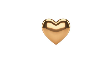 Obraz premium Polished golden heart shape with smooth metallic surface and reflective highlights isolated on a transparent background